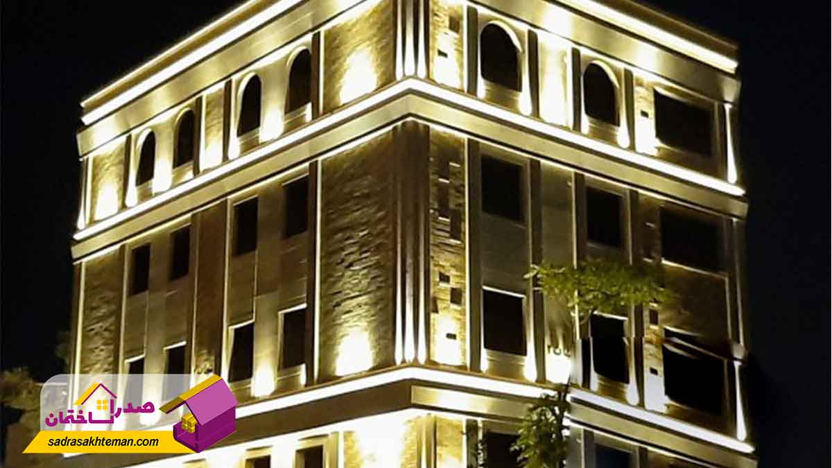 نورپردازی نمای ساختمان در شهرک صدرا 